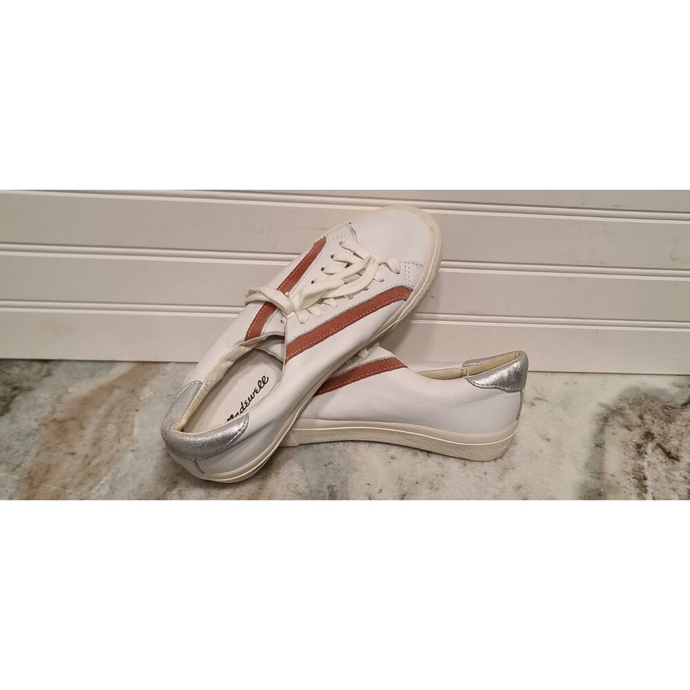 Madewell Delia Sidewalk Low Top Sneaker, White Leather, Womens 7 Mens 5.5